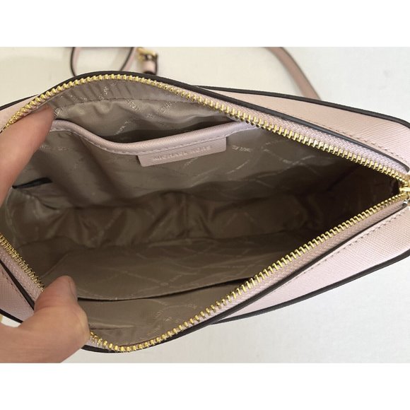 New Michael Kors Jet Set Item Large Zip Chain Crossbody Bag Powder Blush - Picture 5 of 6